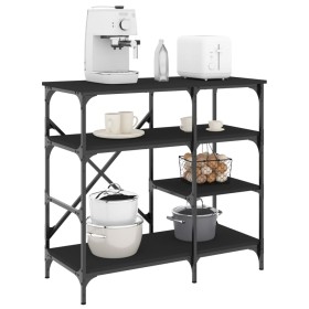 Kitchen shelving wood engineering black metal 90x40x84 cm by , Kitchen utensil containers - Ref: Foro24-845421, Price: 83,65 ...