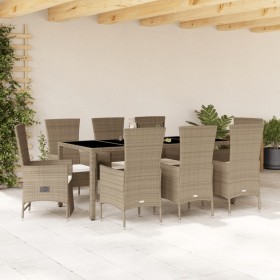 9-teiliges Garten-Essset mit beigen Kissen aus synthetischem Rattan von , Gartensets - Ref: Foro24-3277582, Preis: 779,35 €, ...