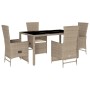 Set comedor de jardín 5 pzas con cojines ratán sintético beige de , Conjuntos de jardín - Ref: Foro24-3277575, Precio: 530,50...