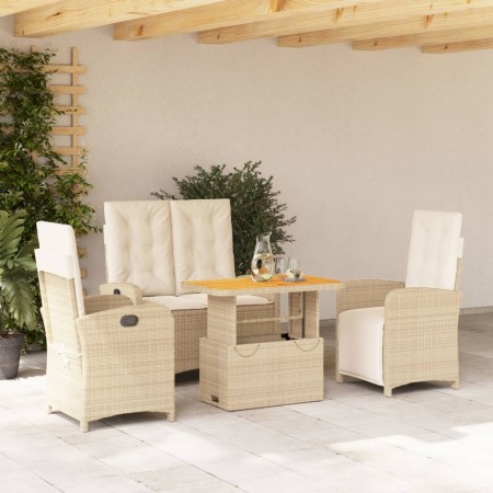 Garten-Essgruppe mit Kissen, 4-teilig, beiges synthetisches Rattan von , Gartensets - Ref: Foro24-3277360, Preis: 573,99 €, R...