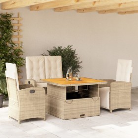 Garden dining set with cushions 4 pieces beige synthetic rattan by , Garden sets - Ref: Foro24-3277357, Price: 651,99 €, Disc...