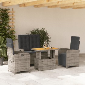 4-piece garden dining set with gray PE rattan cushions by , Garden sets - Ref: Foro24-3277348, Price: 572,68 €, Discount: %