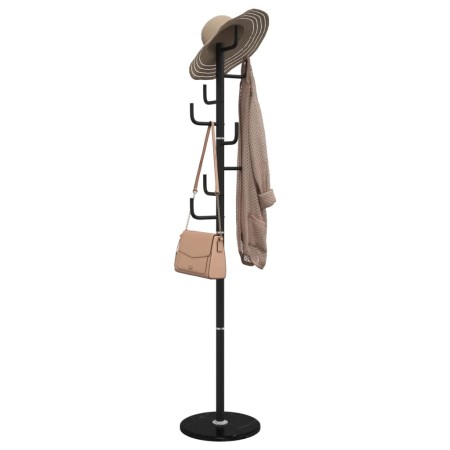 Black powder coated iron coat rack 183 cm by , Hat and coat racks - Ref: Foro24-377105, Price: 42,81 €, Discount: %