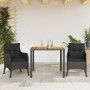 3-teilige Garten-Essgruppe mit schwarzen Kissen aus synthetischem Rattan von , Gartensets - Ref: Foro24-3211866, Preis: 325,2...