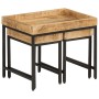 Stackable tables 3 pieces solid rough mango wood and iron by , Side tables - Ref: Foro24-372732, Price: 85,43 €, Discount: %