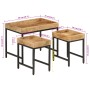 Stackable tables 3 pieces solid rough mango wood and iron by , Side tables - Ref: Foro24-372732, Price: 85,43 €, Discount: %