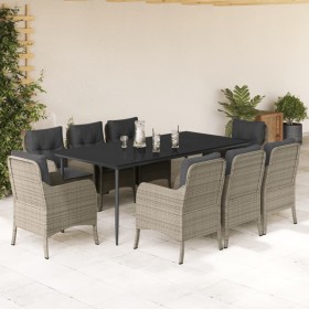 Garden dining set 9 pieces with light gray synthetic rattan cushions by , Garden sets - Ref: Foro24-3211996, Price: 998,99 €,...