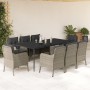 Set comedor de jardín 9 pzas cojines ratán sintético gris claro de , Conjuntos de jardín - Ref: Foro24-3211996, Precio: 998,9...