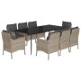 Garden dining set 9 pieces with light gray synthetic rattan cushions by , Garden sets - Ref: Foro24-3211996, Price: 998,04 €,...