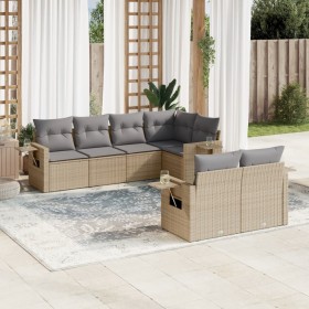 7-teiliges Gartensofa-Set und beigefarbene synthetische Rattankissen von , Gartensets - Ref: Foro24-3220408, Preis: 524,90 €,...