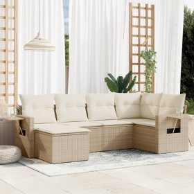 Gartensofa-Set mit Kissen, 6-teilig, beiges synthetisches Rattan von , Gartensets - Ref: Foro24-3220457, Preis: 508,28 €, Rab...