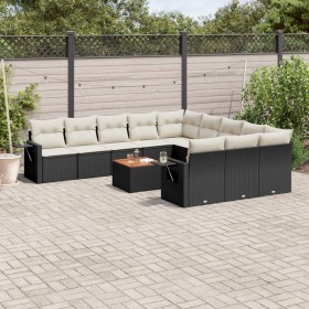 Gartensofa-Set 12-teilig mit schwarzen synthetischen Rattankissen von , Modulare Sofas für den Außenbereich - Ref: Foro24-322...