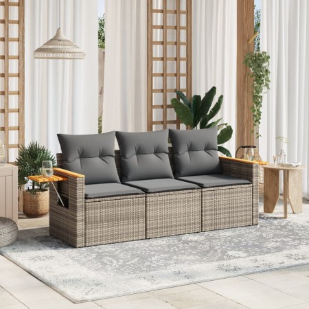 3-piece garden sofa set and gray synthetic rattan cushions by , Garden sets - Ref: Foro24-3226599, Price: 225,99 €, Discount: %