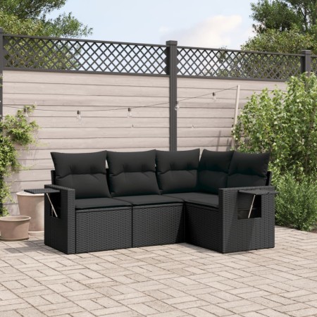 4-teilige Gartensofagarnitur mit schwarzen synthetischen Rattankissen von , Gartensets - Ref: Foro24-3220104, Preis: 293,69 €...