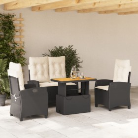 4-teilige Garten-Essgruppe mit schwarzen synthetischen Rattankissen von , Gartensets - Ref: Foro24-3277383, Preis: 513,35 €, ...