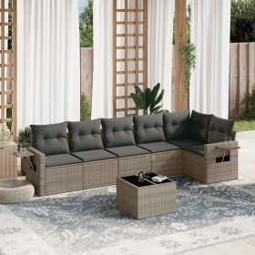 7-piece garden sofa set with gray PE rattan cushions by , Garden sets - Ref: Foro24-3220199, Price: 477,76 €, Discount: %