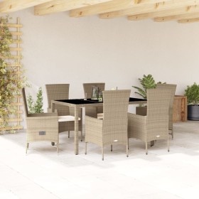 Set comedor de jardín 7 pzas con cojines ratán sintético beige de , Conjuntos de jardín - Ref: Foro24-3277577, Precio: 556,01...