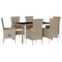 Set comedor de jardín 7 pzas con cojines ratán sintético beige de , Conjuntos de jardín - Ref: Foro24-3277577, Precio: 555,45...