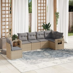 Gartensofa-Set mit Kissen, 6-teilig, beiges synthetisches Rattan von , Gartensets - Ref: Foro24-3220228, Preis: 431,75 €, Rab...