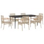 Set comedor de jardín 7 pzas con cojines ratán sintético beige de , Conjuntos de jardín - Ref: Foro24-3213629, Precio: 596,74...