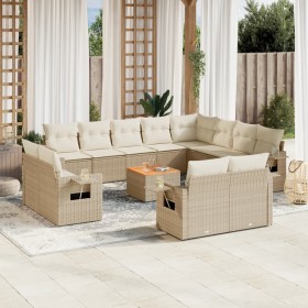 Gartensofa-Set mit Kissen, 13-teilig, beiges synthetisches Rattan von , Modulare Sofas für den Außenbereich - Ref: Foro24-322...