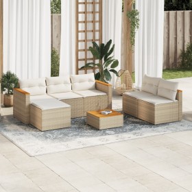 Gartensofa- und Kissenset 5-teilig aus beigem Akazien-Synthetik-Rattan von , Gartensets - Ref: Foro24-3213539, Preis: 480,01 ...