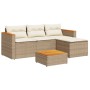 Set sofás jardín y cojines 5 pzas ratán sintético acacia beige de , Conjuntos de jardín - Ref: Foro24-3213539, Precio: 480,99...