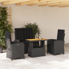 4-teilige Garten-Essgruppe mit schwarzen synthetischen Rattankissen von , Gartensets - Ref: Foro24-3277336, Preis: 525,87 €, ...