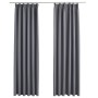 Cortinas opacas con ganchos 2 piezas gris 140x225 cm de vidaXL, Cortinas y visillos - Ref: Foro24-134431, Precio: 35,03 €, De...