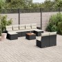 Gartensofa-Set 10-teilig mit schwarzen synthetischen Rattankissen von , Modulare Sofas für den Außenbereich - Ref: Foro24-322...