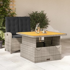 2-teilige Garten-Essgruppe mit grauen Kissen aus synthetischem Rattan von , Gartensets - Ref: Foro24-3277343, Preis: 343,99 €...