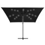 Sombrilla voladiza con luces LED y poste acero negro 250x250 cm de vidaXL, Sombrillas - Ref: Foro24-46996, Precio: 157,99 €, ...