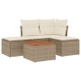 Gartensofa-Set mit Kissen, 5-teilig, beiges synthetisches Rattan von , Gartensets - Ref: Foro24-3255918, Preis: 323,93 €, Rab...