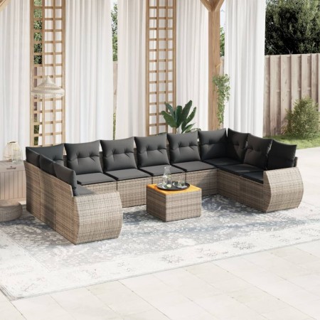 11-teiliges Gartensofa-Set und graue synthetische Rattankissen von , Gartensets - Ref: Foro24-3257509, Preis: 705,95 €, Rabat...