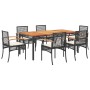 Set de comedor de jardín 7 pzas y cojines ratán sintético negro de , Conjuntos de jardín - Ref: Foro24-3213564, Precio: 550,6...