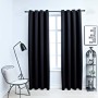 Cortinas opacas con anillas de metal 2 piezas negro 140x245 cm de vidaXL, Cortinas y visillos - Ref: Foro24-134412, Precio: 3...