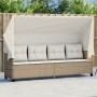 Sun lounger with hood and beige synthetic rattan cushions by , Loungers - Ref: Foro24-368339, Price: 249,99 €, Discount: %