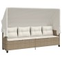 Sun lounger with hood and beige synthetic rattan cushions by , Loungers - Ref: Foro24-368339, Price: 249,99 €, Discount: %