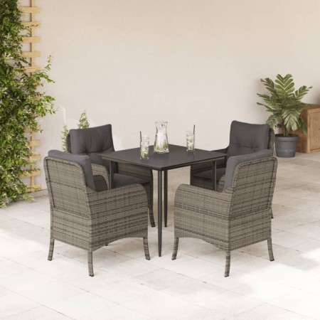 Set comedor de jardín 5 piezas con cojines ratán sintético gris de , Conjuntos de jardín - Ref: Foro24-3211949, Precio: 517,8...