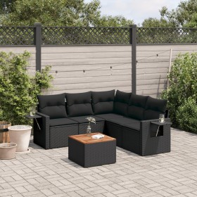 Set aus 6-teiligen Gartensofas und Kissen Kunstrattan schwarz von , Gartensets - Ref: Foro24-3256888, Preis: 469,49 €, Rabatt: %