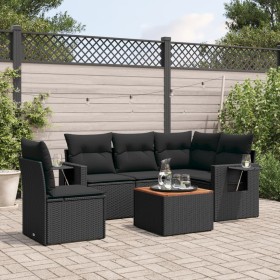 6-piece garden sofa set with black synthetic rattan cushions by , Garden sets - Ref: Foro24-3256895, Price: 450,69 €, Discoun...