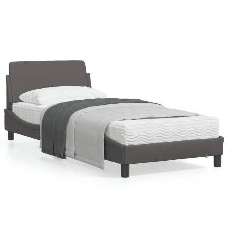 Estructura de cama con cabecero cuero sintético gris 90x200 cm de , Camas y somieres - Ref: Foro24-373121, Precio: 131,81 €, ...