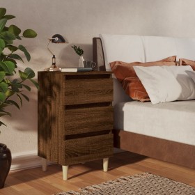 Bedside table solid oak brown wood legs 40x35x69 cm by vidaXL, Nightstands - Ref: Foro24-813138, Price: 60,55 €, Discount: %