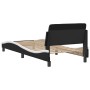 Estructura cama cabecero cuero sintético negro blanco 90x200 cm de , Camas y somieres - Ref: Foro24-373123, Precio: 107,70 €,...