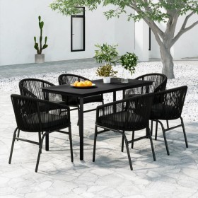 Juego de comedor para jardín 7 piezas negro de , Conjuntos de jardín - Ref: Foro24-3099224, Precio: 709,99 €, Descuento: %