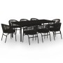 Juego de comedor de jardín 9 piezas negro de , Conjuntos de jardín - Ref: Foro24-3099226, Precio: 1,00 €, Descuento: %