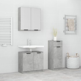 Set de muebles baño 3 pzas madera contrachapada gris hormigón de , Muebles de baño - Ref: Foro24-3115871, Precio: 166,56 €, D...