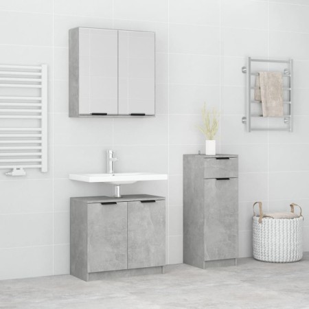 Concrete gray plywood 3-piece bathroom furniture set by , Bathroom furniture - Ref: Foro24-3115871, Price: 172,92 €, Discount: %