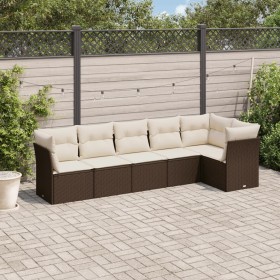 6-teilige Gartensofagarnitur und braune synthetische Rattankissen von , Gartensets - Ref: Foro24-3249502, Preis: 395,99 €, Ra...