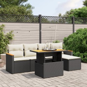 6-teiliges Gartensofa-Set und schwarze synthetische Rattankissen von , Gartensets - Ref: Foro24-3276031, Preis: 394,63 €, Rab...